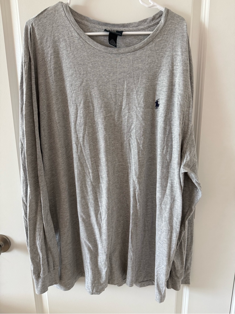 Ralph Lauren Light Gray Long-Sleeve Crewneck with Navy Pony